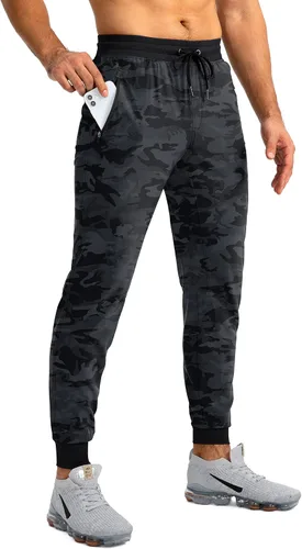 Miniatura 2 de Pudolla Pantalones deportivos ligeros para hombre, pantalones de entrenamiento para gimnasio y correr con bolsillos con cremallera para atletismo