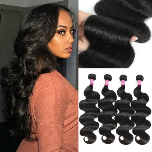 Miniatura 19 de DMKEEP Extensiones de cabello humano ondulado con cierre, 12, 14, 16+10 pulgadas, 100% cabello virgen brasileño sin procesar, 3 paquetes con cierre