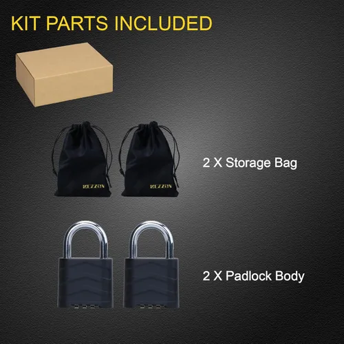 Miniatura 6 de Candado combinado para exteriores, 2.2 pulgadas, 2.205 in, ligero, resistente a la intemperie, 4 digitales, cuerpo de aluminio de seguridad