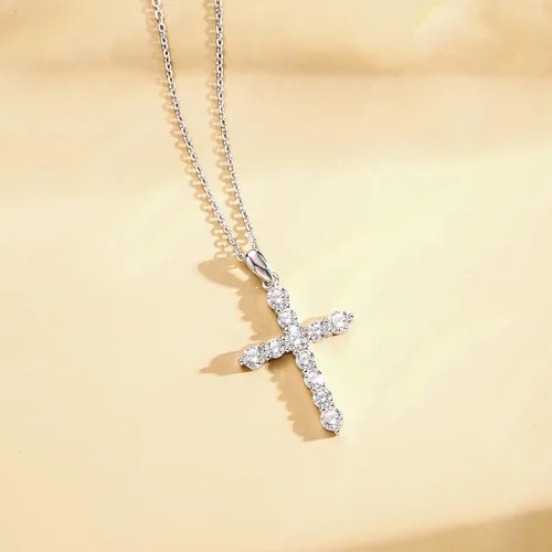 Miniatura 5 de Carleen Yellow Gold Plated Sterling Silver Cubic Zirconia CZ Simulated Diamond Cross Crucifix Pendant Necklace Jewelry Easter Gift for Women Girls
