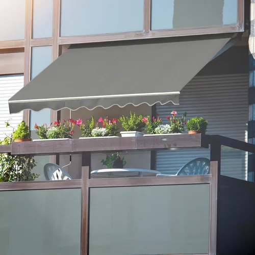 Miniatura 13 de MUPATER Toldo retráctil de 8 x 7 pies para patio, refugio al aire libre para terraza con manivela manual, proyección de 78 pulgadas, gris