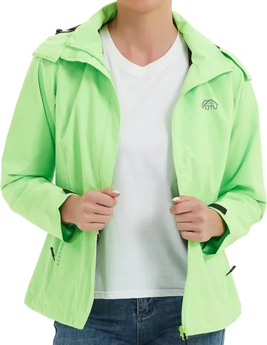 Miniatura 7 de OTU Chaqueta impermeable para mujer, ligera, impermeable con capucha para senderismo, viajes al exterior.
