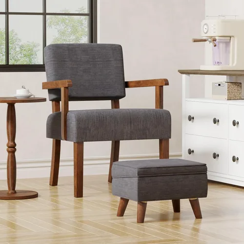 Miniatura 4 de FAGAGA Silla decorativa, sillas de sala de estar de gran tamaño con asiento suave y reposabrazos para salas de estar y comedor