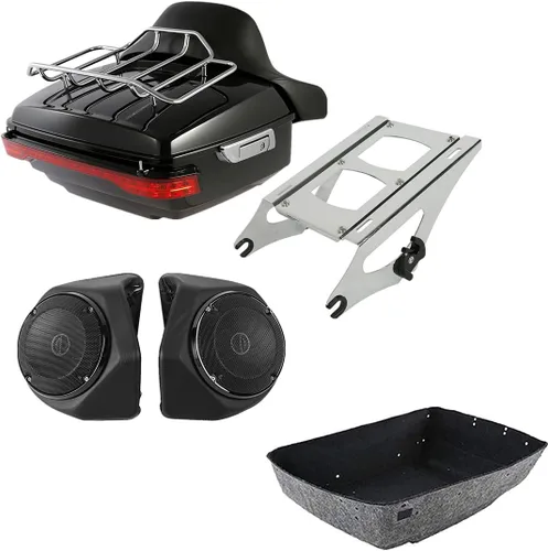 Miniatura 22 de TCMT Caja de maletero para motocicleta King con respaldo y portaequipajes, conjunto de luz trasera, para Harley Davidson 2014-2025 Touring CVO Road