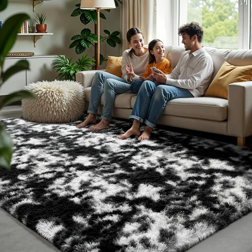 Miniatura 77 de Zentavio Alfombras de área para sala de estar, alfombras grises para dormitorio, alfombra de 4 x 6, alfombra mullida, peluda y suave, shag estética