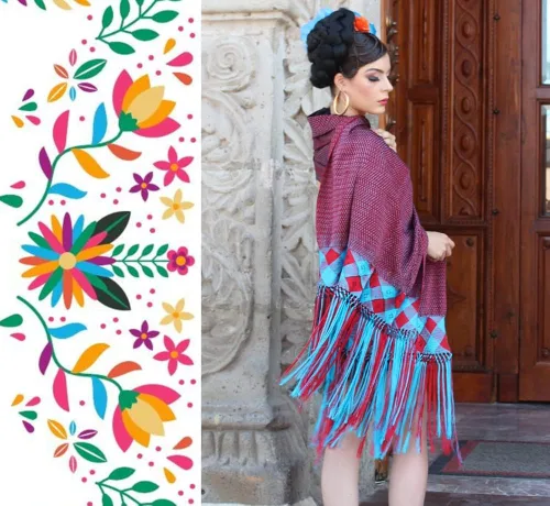 Miniatura 9 de Chal mexicano Benjko, rebozo reboso para eventos mexicanos, Multicolor