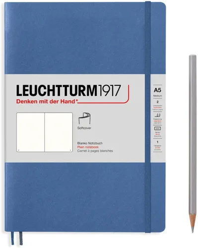 Miniatura 25 de LEUCHTTURM1917 - Cuaderno mediano A5 de tapa blanda, 123 páginas numeradas para escribir y llevar un diario (color negro, cuadriculado)