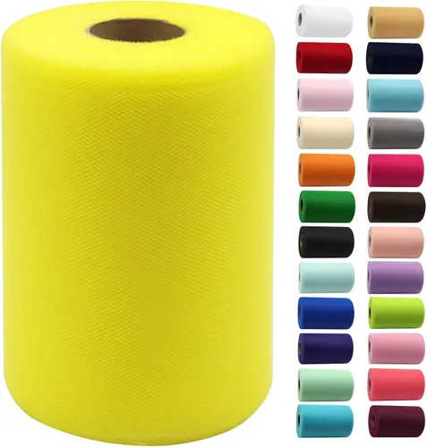 Miniatura 13 de Rollos de tela de tul de 6 pulgadas por 100 yardas (300 pies) Carrete de cinta de tul para manualidades, tutú, arco para la cabeza, decoración