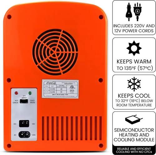 Miniatura 2 de Fanta Mini refrigerador – Refrigerador de 6 latas para dormitorio, oficina, enfriador de bebidas portátil de mesa, refrigerador de 12 V 110 V