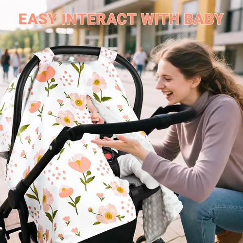 Miniatura 5 de Metplus Funda para asiento de coche 2 en 1 para bebé, toldo para asiento de coche para bebés, funda de lactancia multiuso para mamá, fundas
