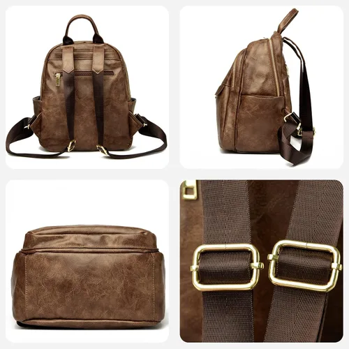 Miniatura 4 de ZOCILOR Mochila de moda para mujer, diseño multiusos, bolsos convertibles y bolsa de hombro, Camello