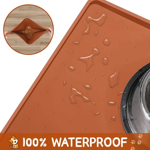 Miniatura 4 de MateeyLife Tapete de silicona para comida para gatos y perros para pisos, impermeable, antideslizante para alimentos y agua, tapete de alimentación