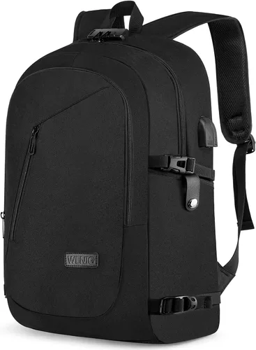 Miniatura 9 de WENIG - Mochila antirrobo para portátil de viaje con puerto de carga USB y cerradura, mochila de trabajo delgada y resistente al agua para hombres