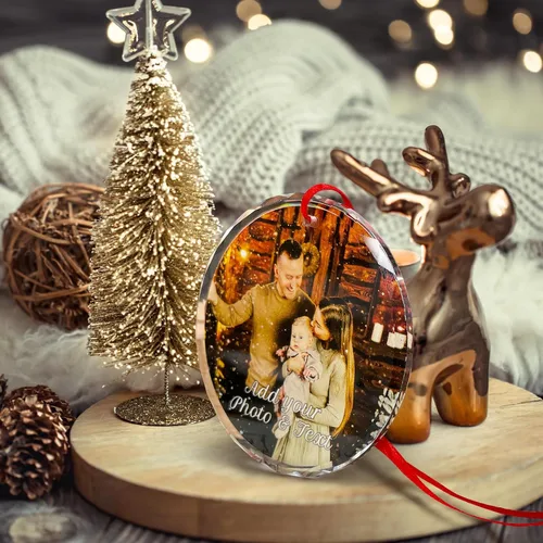 Miniatura 6 de Adorno de Navidad personalizado con foto, adornos de imagen personalizados para Navidad 2026, adorno colgante conmemorativo personalizado