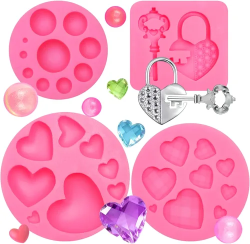 Miniatura 11 de Moldes de silicona de chocolate con forma de corazón, 2 paquetes de 10 cavidades para dulces de San Valentín para decoración de pasteles de boda