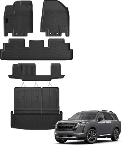 Miniatura 11 de Auxko All Weather Floor Mats Cargo Mat with Backrest Mat for Nissan Pathfinder 2022-2025 2026 TPE Liners Accessories Guard Odorless Anti-Slip Floor