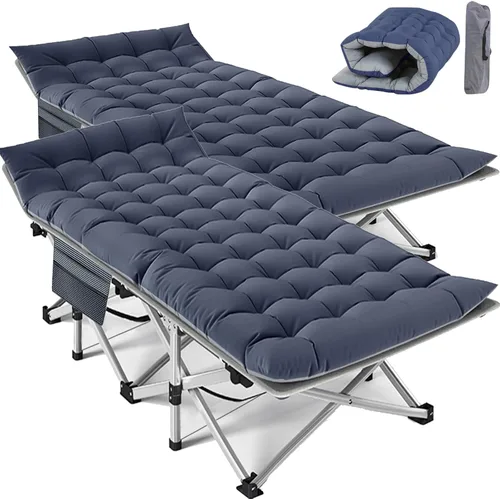 Miniatura 33 de Slsy Catre de camping plegable para adultos con almohadilla, catres de dormir portátiles acolchados, cama de campamento con bolsa de transporte