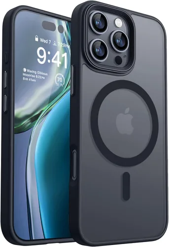 Miniatura 27 de CANSHN Funda magnética para iPhone 15 [compatible con MagSafe y probada contra caídas de grado MIL], funda delgada translúcida mate, antiarañazos, a