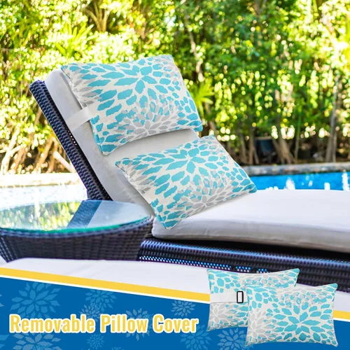 Miniatura 6 de Juexica Paquete de 2 almohadas para tumbona con correa, impermeables, para silla de playa, para el cuello, reposacabezas, banda elástica ajustable