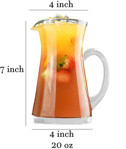 Miniatura 6 de Sizikato Jarra de agua de cristal transparente, jarra de jugo de bebida de 20 onzas