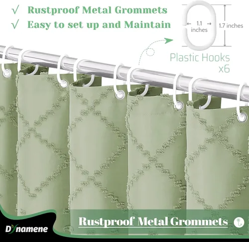 Miniatura 6 de Dynamene Cortina de ducha de tela de 36 x 72 pulgadas, diseño bohemio, geométrico, a rayas, para baño, juego de cortina de ducha estrecha gruesa