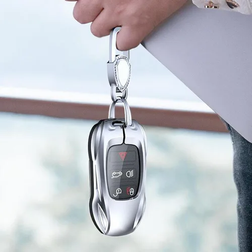 Miniatura 7 de Funda de metal de aleación de zinc para llavero de automóvil, compatible con Land Rover Range Rover Sport Discovery LR4 Smart Key Fob Cover Cover