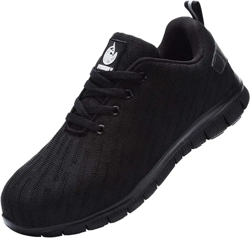 DYKHMILY Zapatos deportivos con punta de acero para hombres y mujeres, zapatos de trabajo ligeros, antideslizantes, zapatos de seguridad