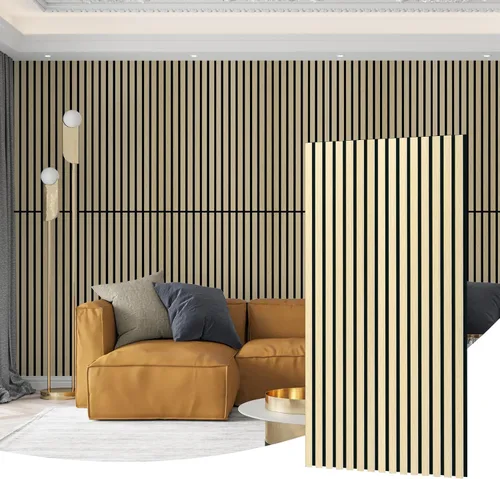 AMZDEPOT Panel de pared de listones de madera, paneles de madera de 48 x 24 pulgadas para pared, paneles de pared insonorizados 3D, paneles Roble