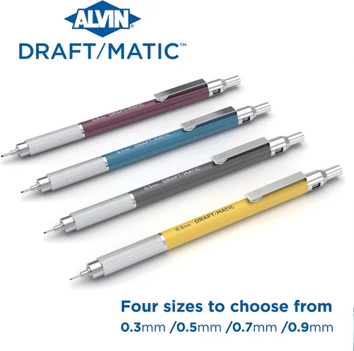 Miniatura 7 de ALVIN Lápiz mecánico DM07 Draft/Matic®, 0.7mm, herramienta de dibujo y diseño de acero inoxidable para estudiantes y profesionales, ideal