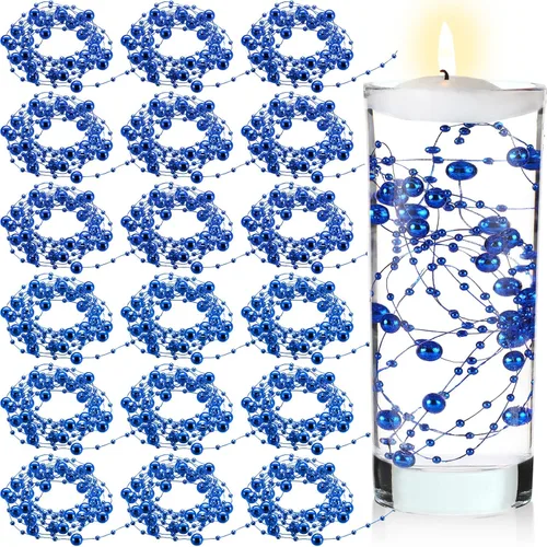 Hicarer Cadena de perlas de 157 pies con 24 cuerdas para velas flotantes, perlas de imitación como relleno de jarrón, ideal para bodas, fiestas,