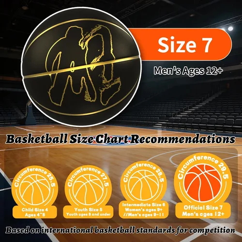Miniatura 3 de Kuangmi Balón de baloncesto de la serie auténtica, hecho para pelotas de juego en interiores y exteriores, tamaño oficial 7/6/5, 29.5 pulgadas, 28.5