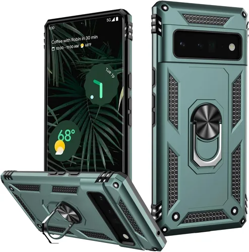 Miniatura 118 de LUMARKE Funda para Google Pixel 5 con protector de pantalla, pasa 16 pies, probada en caídas, grado militar, con soporte de anillo magnético, Rojo