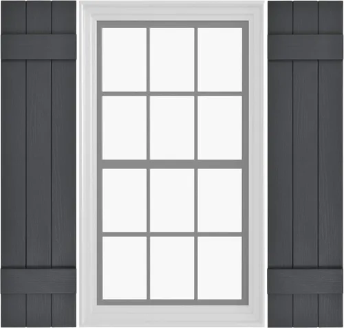 Miniatura 42 de Persianas de Vinilo Board & Batten (1 Par) 11"x31" (3-Tableros) - Negro Cosmos/Pintable Persianas Exteriores para Ventanas Incluye Herrajes