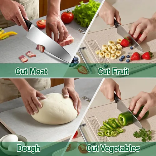 Miniatura 6 de Tabla de cortar de titanio para cocina, 100% puro, grado alimenticio, tabla de cortar de doble cara, paja de titanio y trigo PP, apta