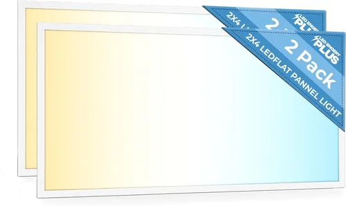 Panel plano de luz LED de 2x4 pies, 5 CCT 3K | 3.5K | 4K | 5K | 6.5K, 40-72W, luces de techo suspendido empotradas regulables,