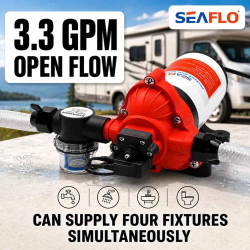 Miniatura 6 de SEAFLO Bomba de agua dulce serie 33 de 110 V/115 V CA, bomba de presión autocebante de 3.3 GPM 45 PSI con interruptor de presión inteligente, bomba