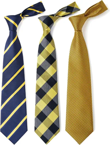 Miniatura 43 de HISDERN Juego de corbatas extralargas para hombre y pañuelo de bolsillo de 63 pulgadas, colección XL, caja de regalo, corbata, lote de 3