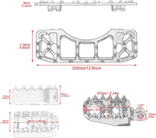Miniatura 6 de Juego de tablas de suelo para conductor, estribos delanteros y traseros, MX Wide Offroad CNC Pedal de freno apto para Harley Touring Road Glide