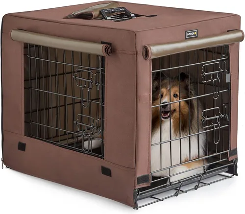 DONORO Jaulas para Perros de Tamaño Mediano a Grande para Interiores con Doble Puerta, Perreras y Casas para Cachorros y Gatos, Jaulas Plegables de