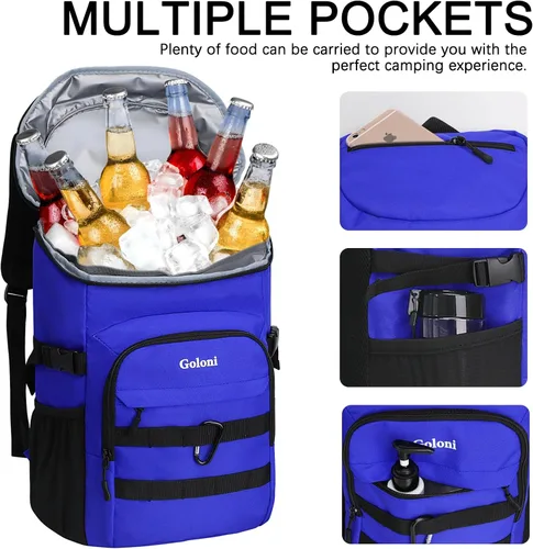 Miniatura 4 de Mochila térmica con aislamiento, a prueba de fugas, pequeña mochila térmica suave para hombres y mujeres, para campamentos, viajes, playa, Azul