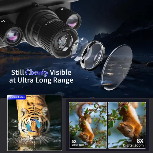 Miniatura 5 de Gafas de visión nocturna con infrarrojos digitales 4K para adultos, gafas militares tácticas de visión nocturna binoculares con tarjeta de memoria