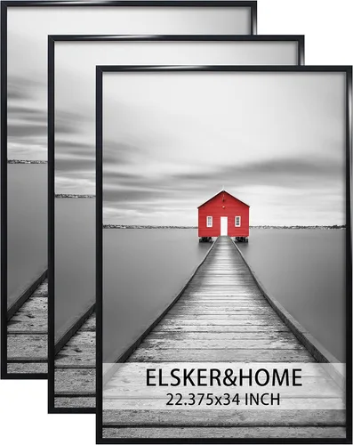 Miniatura 21 de ELSKER&HOME 18x24 Marco para Póster 3 Pack, Marco Plateado para Montaje Horizontal o Vertical en la Pared, Resistente y a Prueba de Arañazos