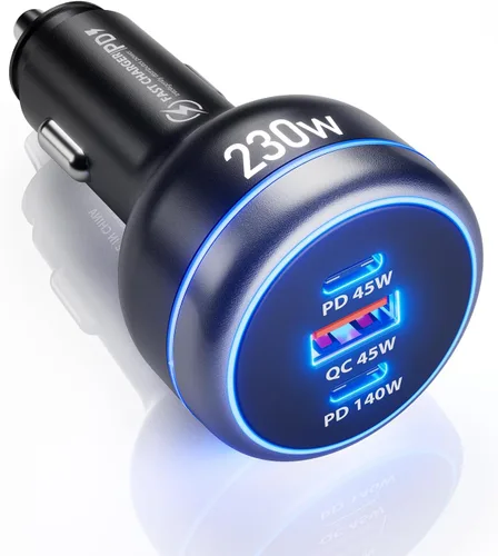 Miniatura 9 de Cargador de teléfono para automóvil, 60 W, 4 puertos, USB C, cargador de coche de carga rápida, adaptador de encendedor de cigarrillos, doble QC 3.0