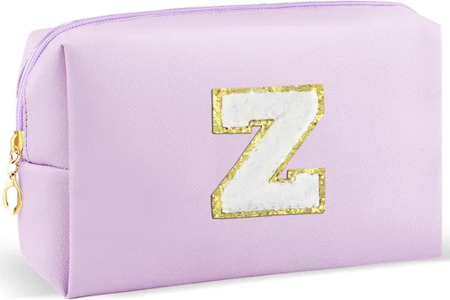 Miniatura 66 de URSKYTOUS Regalos para niñas, bolsa de maquillaje con inicial, bolsa de cosméticos personalizada con cremallera, bonita bolsa de aseo de viaje, Azul