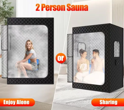 Miniatura 4 de X-Vcak Sauna para 2 personas, caja de sauna extragrande, tienda de campaña portátil para sauna de vapor con 2 vaporizadores, 2 sillas plegables, 71