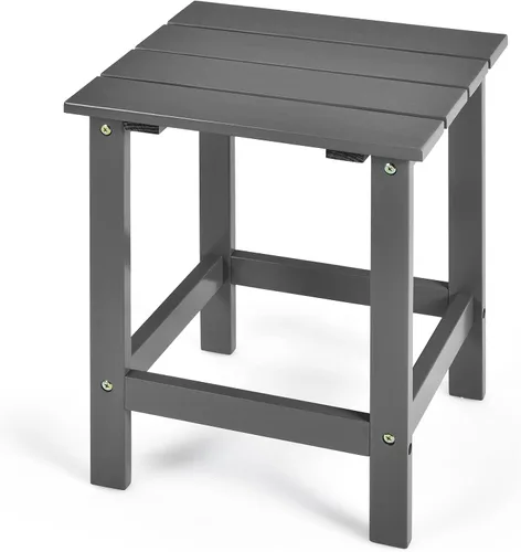 Miniatura 13 de Giantex Mesa auxiliar para exteriores, mesa auxiliar cuadrada de madera de 15 pulgadas con diseño de rejillas, construcción resistente, fácil