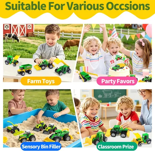 Miniatura 2 de Oriate Juego de 6 juguetes de coche de granja de fundición a presión para niños, cosechadora, transportador, camión, rociador, juguetes de granja