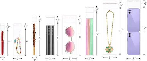 Miniatura 5 de Bolsas largas de celofán, 100 bolsas de celofán transparentes resellables de 2 x 6 pulgadas, bolsa autoadhesiva de plástico para bolígrafos