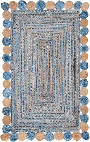 Miniatura 26 de SAFAVIEH Cape Cod Collection - Alfombra decorativa, 4 x 6 pies, beige y multicolor, hecha a mano de yute y algodón, trenzada estilo bohemio, ideal