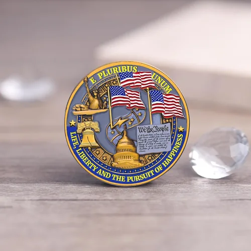 Miniatura 9 de Medalla Conmemorativa del 250 Aniversario de EE. UU. - Mercancía de América 250 con Águila Americana y Bandera de EE. UU. 250 Años de Libertad